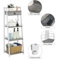 thumbnail image 3 of 4-Tier Elegant Ladder Shelf, Bathroom Storage Shelf, Ladder Bookshelf with Drawer, Freestanding Storage Shelves for Bathroom Living Room Study Office, White, 3 of 17