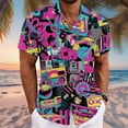 thumbnail image 2 of Telankuip Mens Carnival Hawaiian Short Sleeve Shirts Button down Funny Graphic All-Over Print Casual Beach Shirt Lightweight Comfortable Fashion Mardi Gras Festival Outfits 6-Pink S, 2 of 4