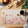 thumbnail image 2 of Pink Spring Floral Placemats Set of 4, Watercolor Summer Botanical Washable Wipeable Table Mats for Dining Tables, Indoor Outdoor Kitchen Place Mats for Holiday Party Table Decor, 2 of 9