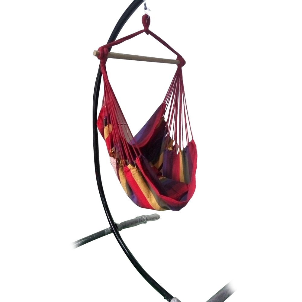 Kepooman Hammock Chair Hanging Rope Swing, Max 320 Lbs, 2 Pillows, Rainbow Stripe Cotton Canvas Kepooman Hammock Chair Hanging Rope Swing, Max 320 Lbs, 2 Pillows, Rainbow Stripe Cotton Canvas