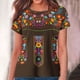 thumbnail image 2 of Estilo Étnico de Verano Superior de las Mujeres Impreso Cuello Redondo Manga Corta Superior, Tops Cortos para las Mujeres, 2 of 9