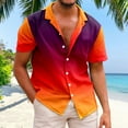 thumbnail image 2 of Mens Holiday Seaside Leisure Loose Button Stand Digital 3D Printed Shirt Short Sleeve Top, 2 of 4