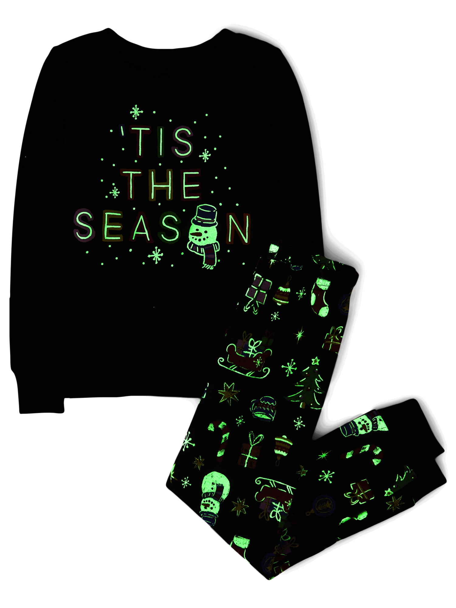 The Children's Place Kids Unisex Matching Family Glow-in-the-Dark Christmas Snug Fit Cotton Pajamas, Sizes 4-16