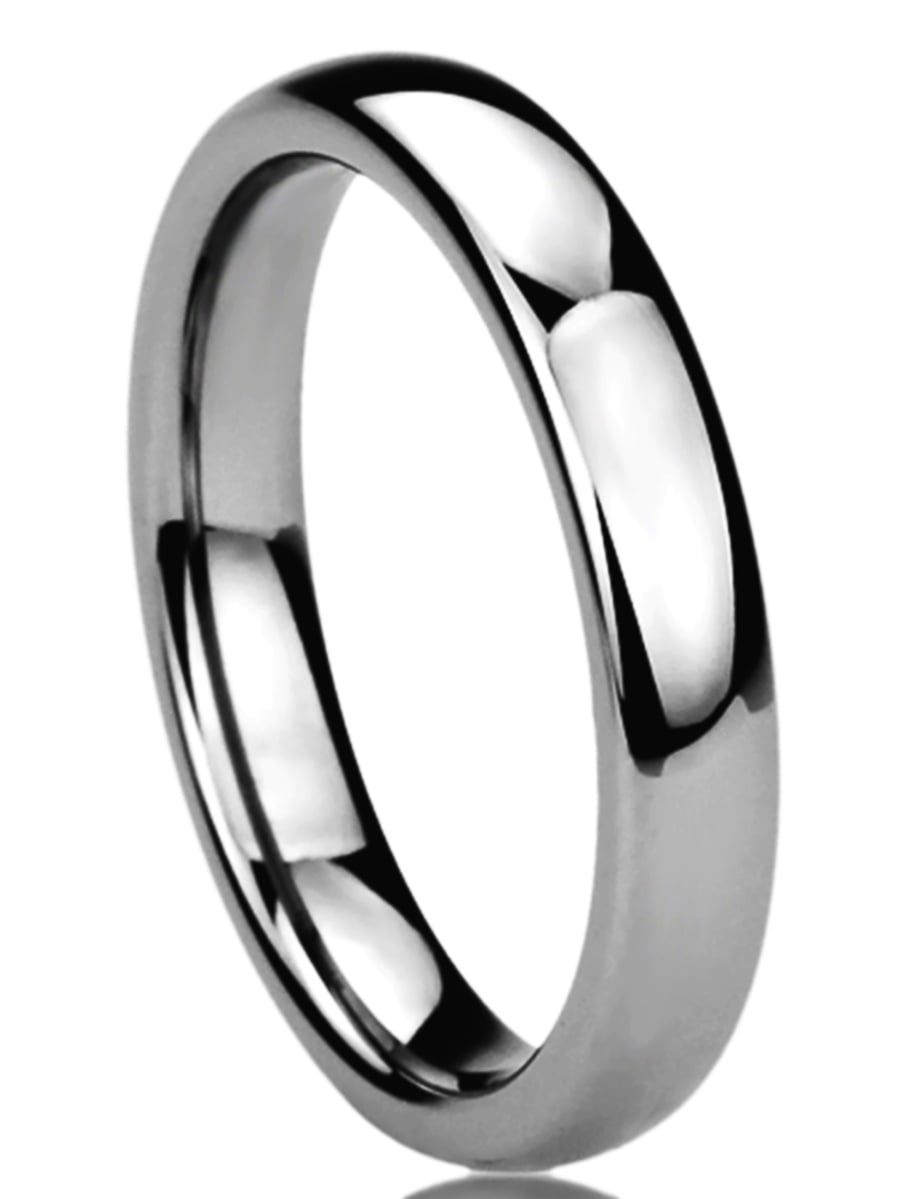 Women's Tungsten Carbide Wedding Band Ring 4mm Comfort Fit Domed