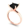 thumbnail image 2 of 2.5 ct Princess Cut Natural Onyx Solitaire 14K Rose Gold Womens Engagement Ring, 2 of 5