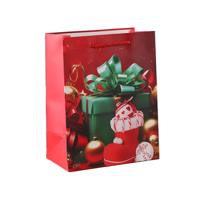 Christmas Gift Bags Christmas Red Paper Gift Bag Holiday Shopping Present Packaging Small Gift Bags