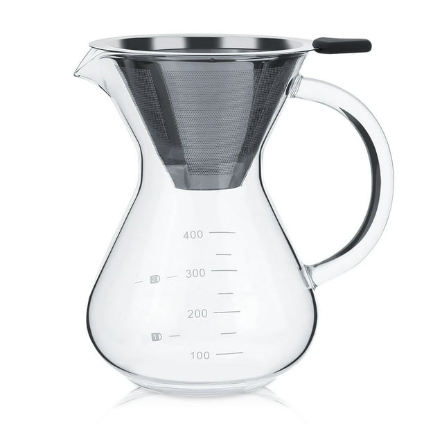 Cafetera de GOTEO Manual de Vidrio de 400ml Con Filtro, Espesante para Oficina y Hogar, Gran