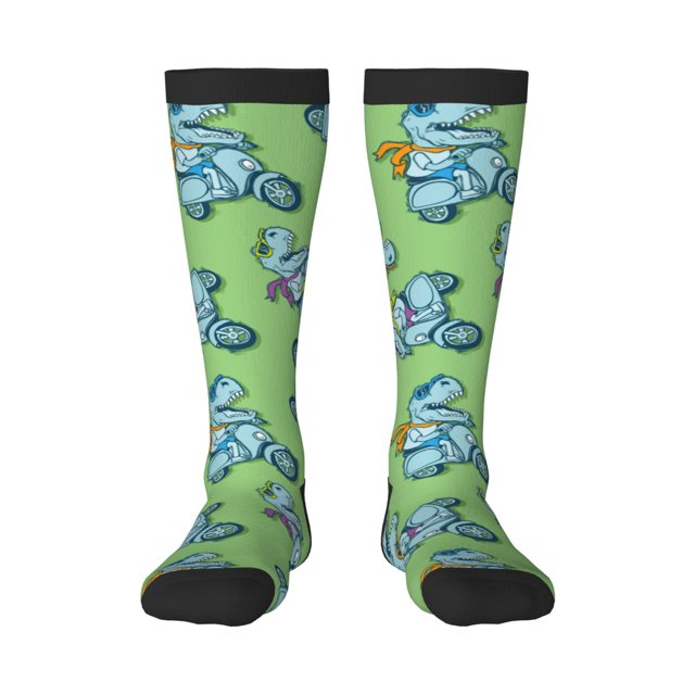 Balery Motorcycle Riding Dinosaur Calcetines novedosos Calcetines deportivos Calcetines hasta la rodilla Calcetines de algodón Calcetines originales y geniales