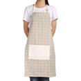 thumbnail image 2 of Delantales de cocina unisex para cocina, comedor, restaurante, Chef, vestido con bolsillos #3, cuadros Beige, 1 ud., 2 of 2