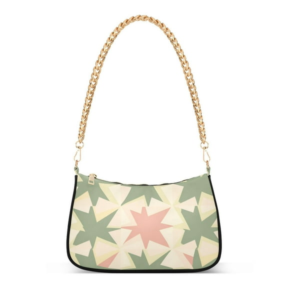 FORMRS Womens Shoulder Bag with Chain Strap Clutch Purse Cute Tote Handbag, Pink and Green Geometric