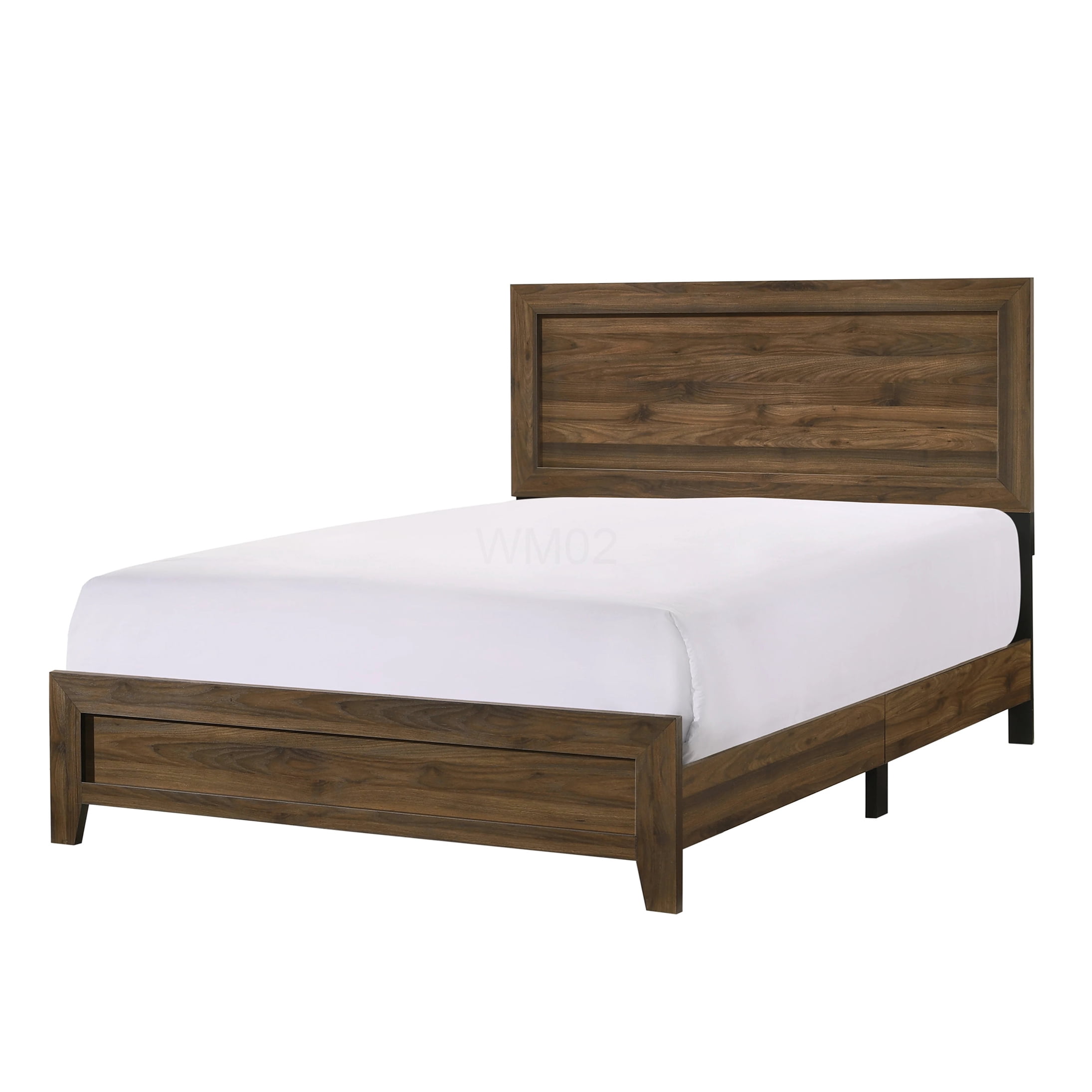 Queen Size Upholstered Platform Bed Frame with Headboard, Modern Wood Bed Frame with Slat Support System, No Box Spring Needed, Brown Cherry Finish