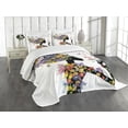 thumbnail image 3 of Ambesonne Colorful Quilted Bedspread Set 3 Pcs, Flowers with Butterfly, King Size, Multicolor, 3 of 5