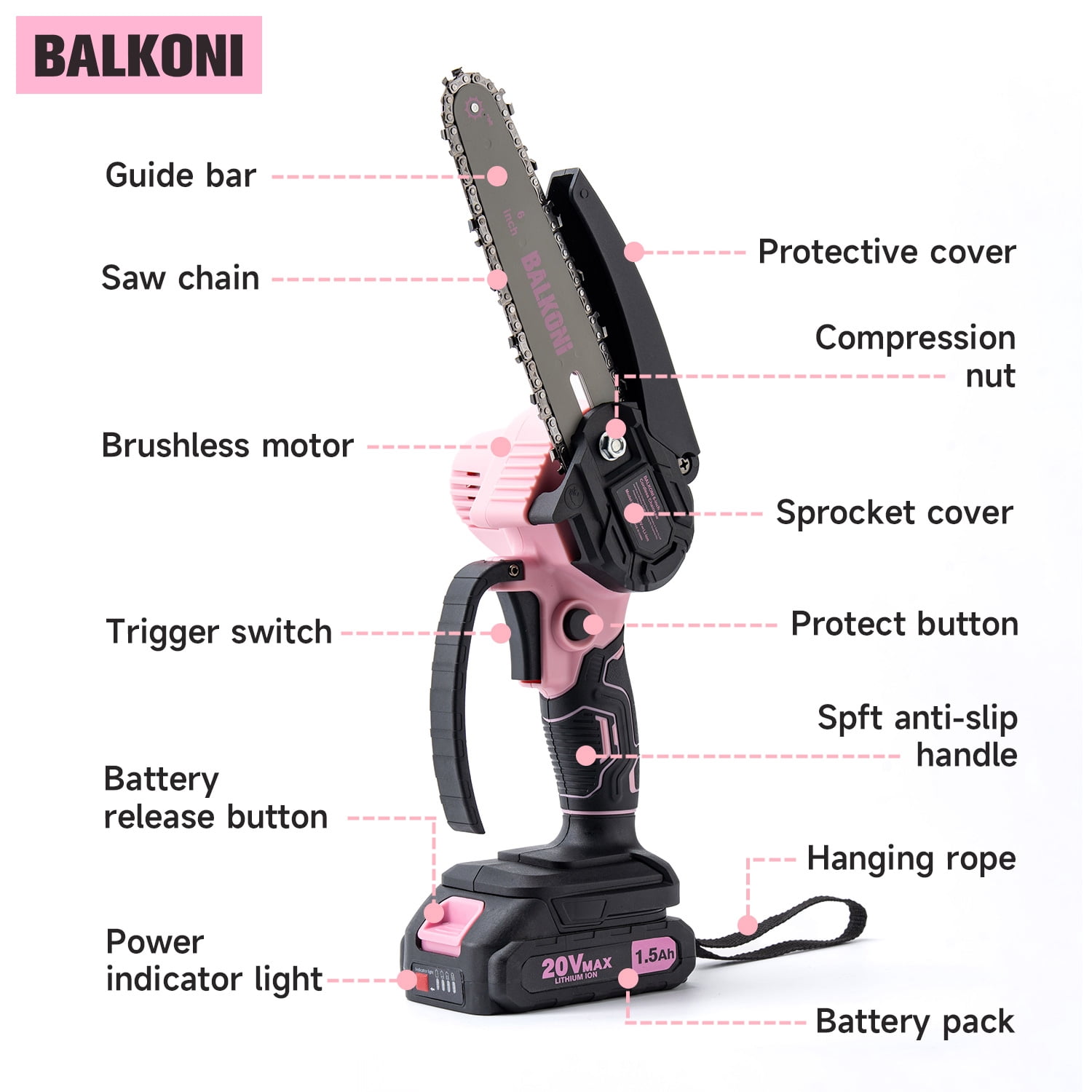 6 Inch Mini Cordless Electric Chainsaw Battery Powered,  For Wood/Trees Trimming