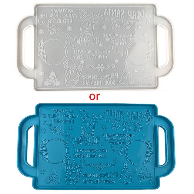 Bandeja navideña, Molde de resina Epoxy, plato para servir aperitivos de frutas de Navidad, molde de silicona para manualidades, molde para decoraciones del hogar