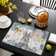 thumbnail image 3 of Easter Placemats Set of 12, Spring Rabbit Blue Botanical Flowers Farmhouse Placemats for Dining Table, Place Mats for Kitchen Tabletop, Waterproof Wipeable Dining Table Mats Set, 3 of 9