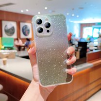 Compatible with iPhone 12 Pro Max Case, Gradient Glitter Paper Soft TPU Anti-Scratch Shockproof Protective Phone Bumper, Women Girls Cute Slim Clear Phone Case for iPhone 12 Pro Max, Black