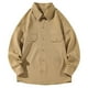 thumbnail image 1 of Playeras Camisa de manga larga holgada de color sólido para hombre Camisa informal de moda de talla grande (Khaki, XXL), 1 of 3