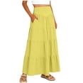 thumbnail image 5 of GUACER Women's High Waisted Tiered Maxi Skirt with Pockets Boho A-Line Flowy Long Skirt Lightweight Summer Swing Skirts, 5 of 8