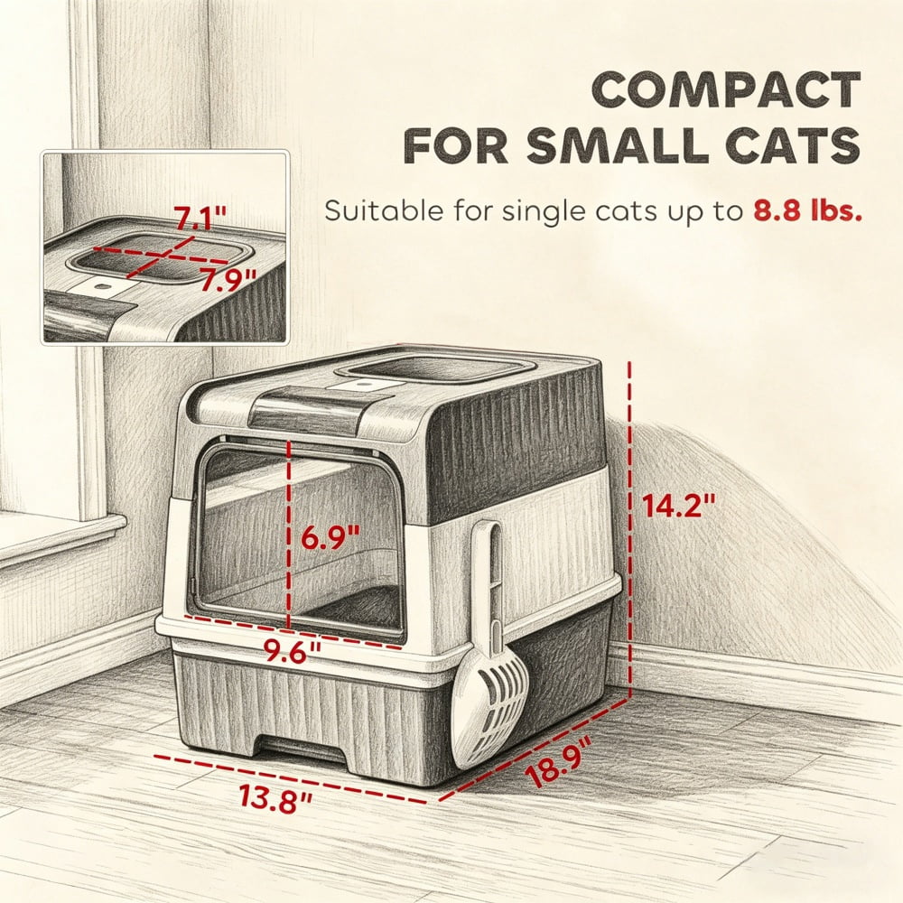 ZephyPaws Upgraded Fully Enclosed Cat Litter Box with Lid,Covered Cat Box Enclosure,Anti-Splashing Easy to Clean Kitty Litter Boxes with Drawer, can Use from Kitten to Adult(White Gray)