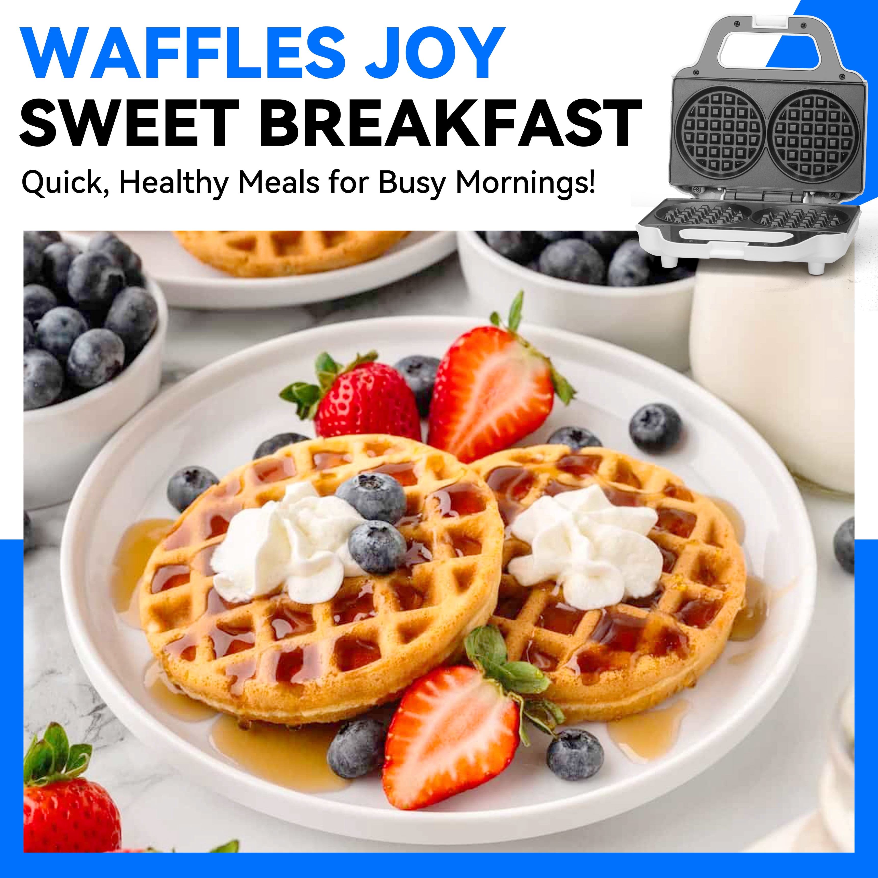 Mailand 4 Inch  Mini Waffle Maker, Electric Double Waffle Maker Machine, Chaffle Maker, Waflera Electrica, Brush Included, White