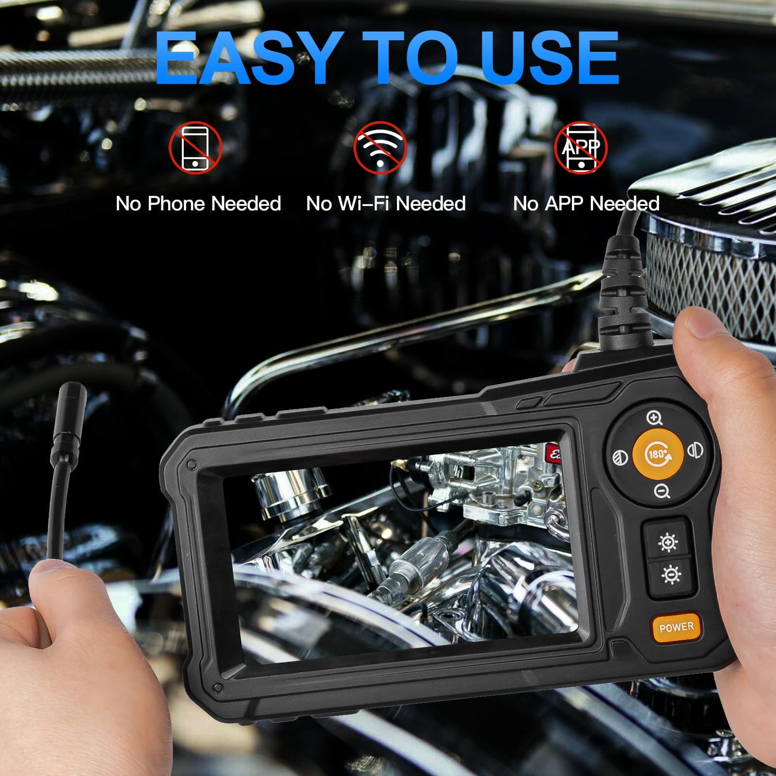 Daxiongmao Endoscope Camera with Light, HD 1080P Borescope Camera with 8 Adjustable LED Lights, IP67 Waterproof Inspection Camera Snake Camera with 16.5ft Semi-Rigid Cord, Cool Gadgets for Men