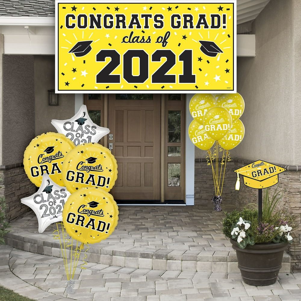 Party City Congrats Grad Graduation Outdoor Decoration Kit, Includes