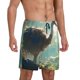 thumbnail image 2 of Balery Majestic Ostrich In Forest Pantalones cortos de pijama de punto de algodón para hombre con cinturilla y bolsillos-Large, 2 of 6