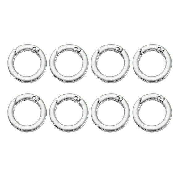 Uxcell Spring O Rings, Metal Round Clips Flat Trigger Keyrings for Keychains and Bags Silver-White 1 Inch