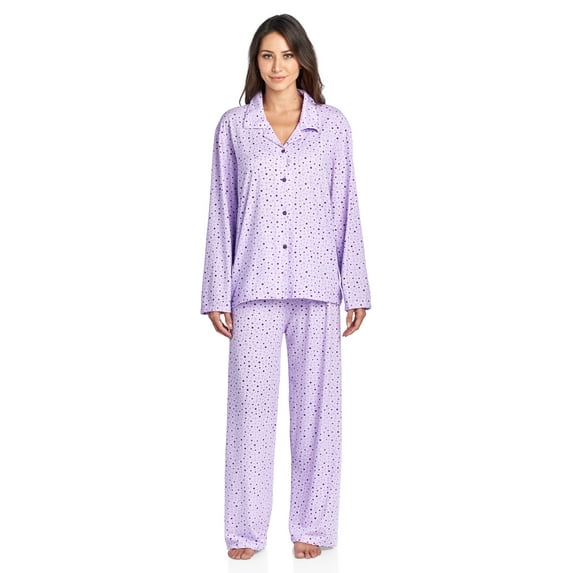 Casual Nights Women's Long Sleeve Rayon Button Down Pajama Set