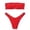 Red, variant on Women Swimsuits Solid Color Push Up Strapless Bandeau High Waisted Two Piece Bikini Set
