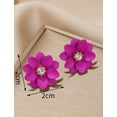 thumbnail image 3 of Fuchsia Flower Stud Earrings - hot pink Flower Earrings - Pink and gold earrings, 3 of 4