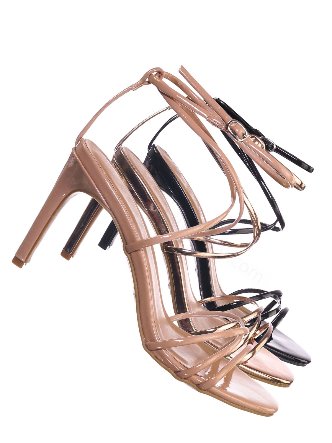 bronze strappy evening shoes