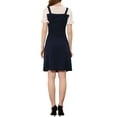 thumbnail image 3 of INSPIRE CHIC Women's Contrast Chiffon Short Sleeve Button Decor Dress S Dark Blue, 3 of 5