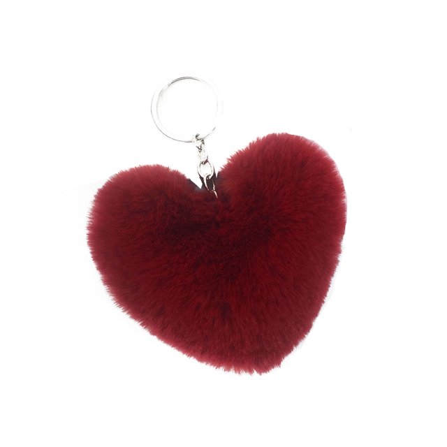 Heart Shape Hair Pendant Handbag Decor Keychain Key Buckle Ring Shoulder Bag Hanging Ornaments