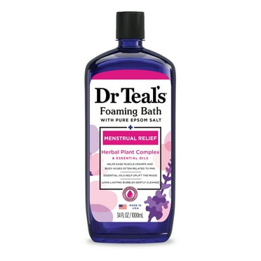 Dr Teal's Menstrual Relief Foaming Bath with Epsom Salt & Herbal Plant Complex, 34 fl oz