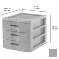 thumbnail image 3 of Sterilite Medium Weave 3 Drawer Unit Plastic, Cement, Set of 4, 3 of 9