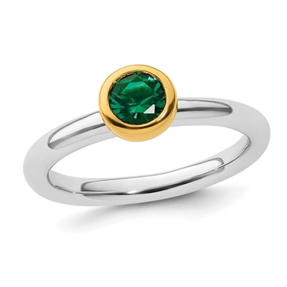1/2 Carat (ctw) Lab-Created Emerald Ring in Sterling Silver