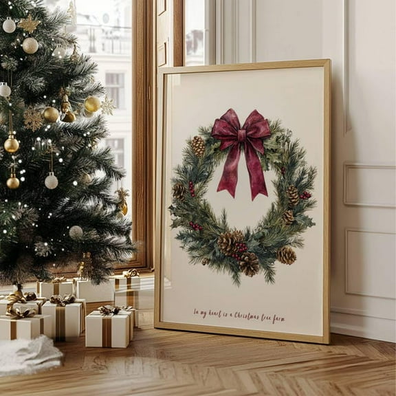 Christmas Tree Farm Poster, Christmas Wreath, Subtle Holiday Wall Art, Festive Dã©Cor, Christmas Gift Idea, Cozy Christmas Dã©Cor, In My Heart- Wall Art Print, 8x12 UNFRAMED