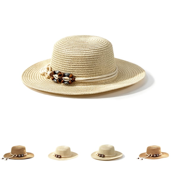Yifymode Straw Sun Hat for Women Wide Brim Vintage Boater Summer Beach | Versatile for all season and occasions;Garden,daily,date,travel