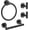 Matte Black, variant on 4 Piece Bathroom Accessories, SUS304 Stainless Steel Toilet Paper Holder, Towel Ring and 2 Towel Hooks, Wall Mounted Bathroom Hardware Set (Matte Black,Double Post Pivoting)