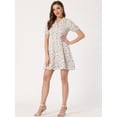 thumbnail image 2 of Vestido camisero floral vintage Allegra K gasa con botones manga corta Blanco L, 2 of 5