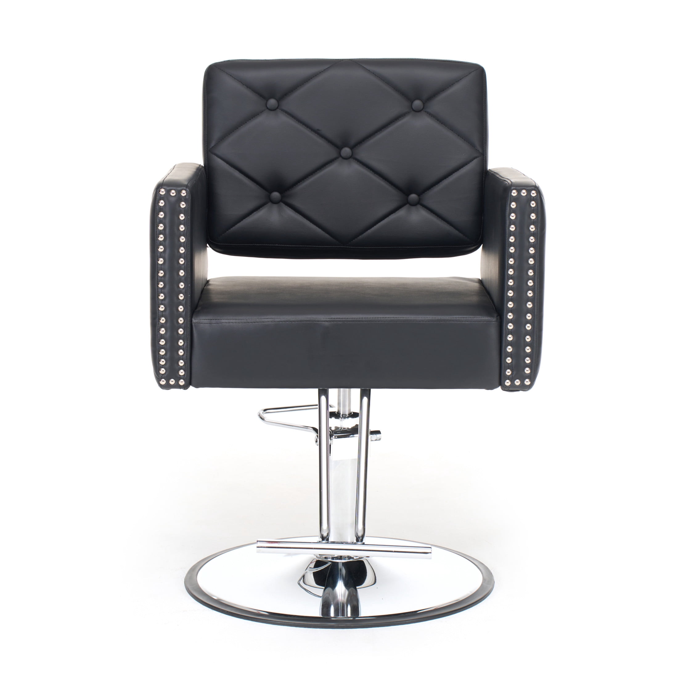 Noble House Heavy Duty Barber Chair, 360° Swivel Salon Chair with Hydraulic Pump, Black + Chrome