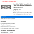 thumbnail image 2 of Rear Brake Pad Set - Compatible with 1999 - 2004 Chevy Silverado 2500 2000 2001 2002 2003, 2 of 2
