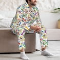 thumbnail image 7 of Naloa Cartoon Labrador Retriever Men’s Pajamas Set - Long Sleeve Button Down Sleep Shirt and Pajama Bottoms Sleepwear Set-Medium, 7 of 7