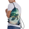 thumbnail image 3 of Easygdp Watercolor Turtle5 Drawstring Backpack, Beach Sackpack, Travel Sackpack Lightweight for Sports, Gym, Travel, Swimming - Small, 3 of 9
