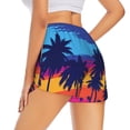 thumbnail image 2 of Uemuo Beach with Palm Trees Pattern Women's Athletic Shorts High Waisted Running Shorts with Liner Pockets Gym Elastic Workout Shorts-Large, 2 of 9