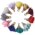 thumbnail image 1 of 100 Uds. Dijes de flores de tela de colores mezclados al azar 17 ~ 18mm borla de pétalos de tela Floral con tapas de hierro llave pendiente pulsera collar, 1 of 5