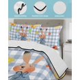 thumbnail image 3 of Full Size Quilt Bedding Set, Spring Easter Reversible Summer Quilt 3 Pieces, Blue Plaid Bunny Colorful Eggs Floral Lightweight Bedspreads Coverlets with 2 Pillow Shams for All Seasons, 3 of 5