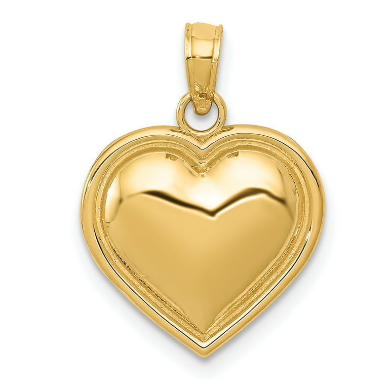 14KT Gold Heart Charm 6mm, 10mm Puffed Heart Charm Small Heart Charm Real Gold  Heart Pendant Available in Yellow, White & Rose Gold 