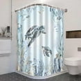 thumbnail image 3 of Coastal Turtle Shower Curtain Fish Coral Starfish Seashell Blue Ocean Beach Shower Curtain for Bathroom Waterproof Polyester Fabric Bathroom Curtain 72 x 72 Inch with 12 Hooks, 3 of 5